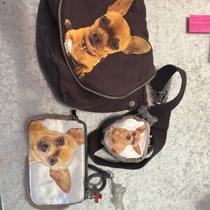 Fuzzy Nation Chihuahua Print Crossbody Bag Set